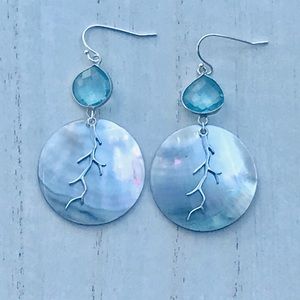 Luvleigh designs - mother of Pearl , blue topaz , and sterling silver earring